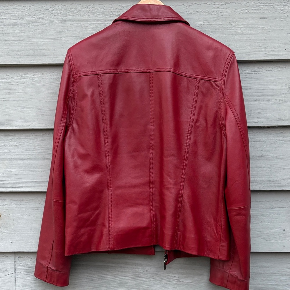 Sonoma Women's Bold Red Leather Jacket - Picture 6 of 7